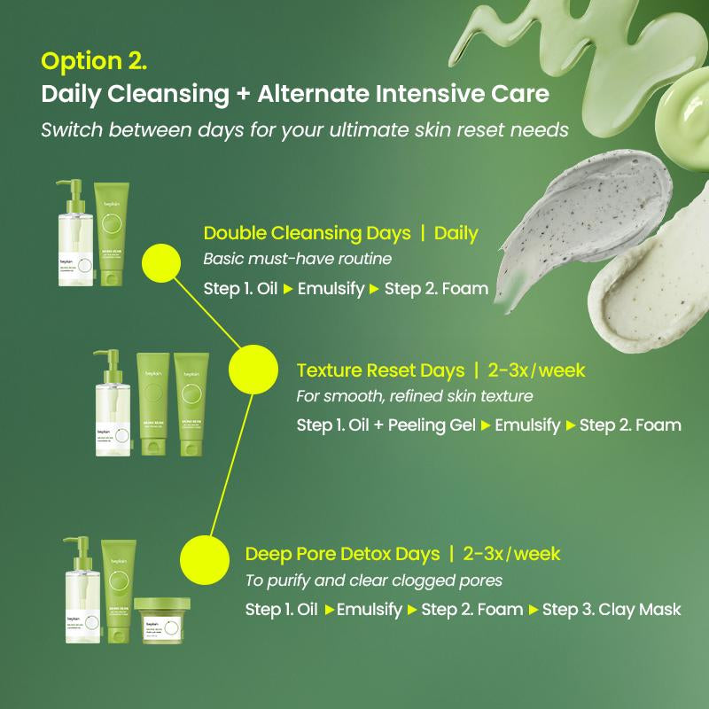 [Beplain Official] Ultimate Cleansing Reset Skin Detox Recipe Mung Bean Oil + Foam+ Peeling Gel+ Clay Mask Skin Repair Nourishing Gentle Cleanser